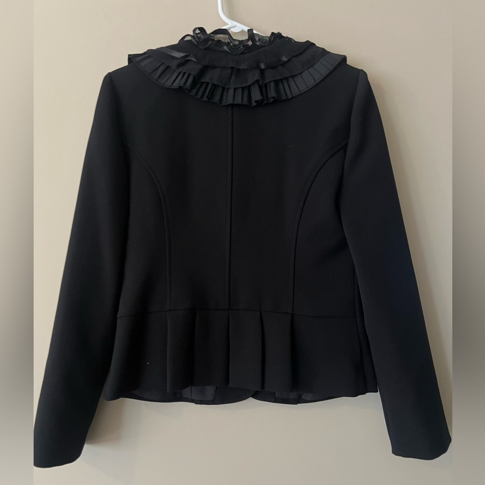 77. Joseph Ribkoff Ruffle Collar Blazer Size 8 - Picture 6 of 8